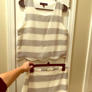 Matching White & Grey Dressy Skirt & Shirt